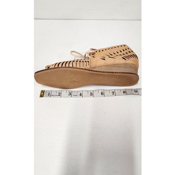 Jeffrey Campbell Rodillo Nude Low Heel Wedge Leather Sandals, Size 6-6.5 Boho - Picture 10 of 11